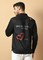 Heart Quote Printed Black ClubWear Shirt By Offmint