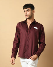 Bear Printed Maroon ClubWear Shirt By Offmint