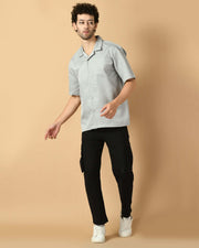Grey Bubble Half Sleeves Bubble Shirt By Offmint