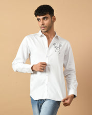 Deer Printed White ClubWear Shirts By Offmint