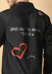 Heart Quote Printed Black ClubWear Shirt By Offmint