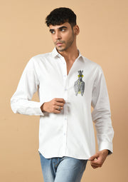 Zebra Printed White Shirt By Offmint