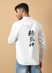 Japanese Quote Printed White ClubWear Shirt By Offmint