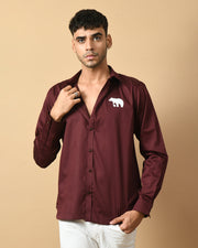 Bear Printed Maroon ClubWear Shirt By Offmint