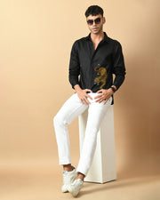 Leopard Printed Black ClubWear Shirt By Offmint