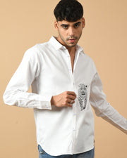 Leopard Printed White ClubWear Shirt  By Offmint
