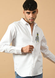 Zebra Printed White Shirt By Offmint