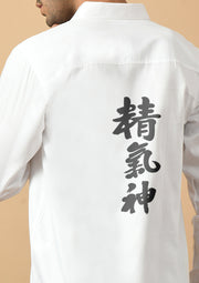 Japanese Quote Printed White ClubWear Shirt By Offmint