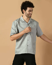 Grey Bubble Half Sleeves Bubble Shirt By Offmint