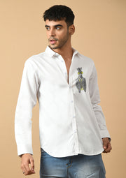 Zebra Printed White Shirt By Offmint