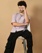 Lavender Bubble Half Sleeves Shirts By Offmint