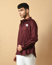 Bear Printed Maroon ClubWear Shirt By Offmint