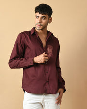 Mosaic Face Printed Maroon ClubWear Shirt By Offmint