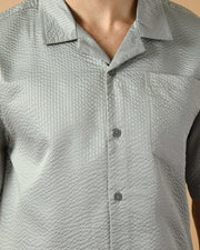 Grey Bubble Half Sleeves Bubble Shirt By Offmint