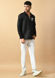 Alien Printed Black  ClubWear Shirt By Offmint
