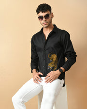 Leopard Printed Black ClubWear Shirt By Offmint