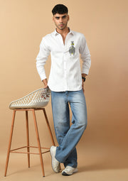 Zebra Printed White Shirt By Offmint