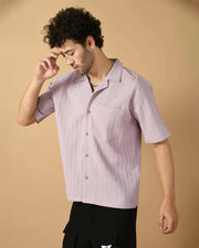 Lavender Bubble Half Sleeves Shirts By Offmint