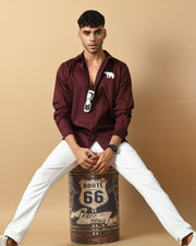 Bear Printed Maroon ClubWear Shirt By Offmint