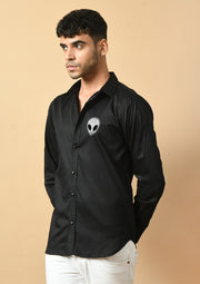 Alien Printed Black  ClubWear Shirt By Offmint
