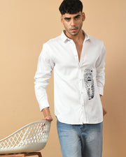 Leopard Printed White ClubWear Shirt  By Offmint