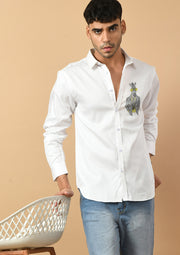 Zebra Printed White Shirt By Offmint