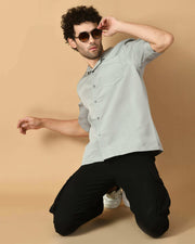 Grey Bubble Half Sleeves Bubble Shirt By Offmint