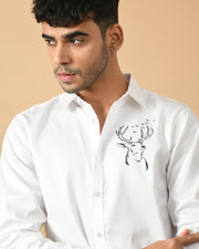 Deer Printed White ClubWear Shirts By Offmint