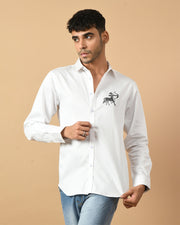 Sagittarius Zodiac Sign White ClubWear Shirt By Offmint