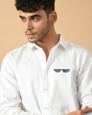 Spectacles Printed White ClubWear Shirt By Offmint