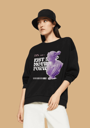 just keep moving forward printed black sweatshirt by offmint