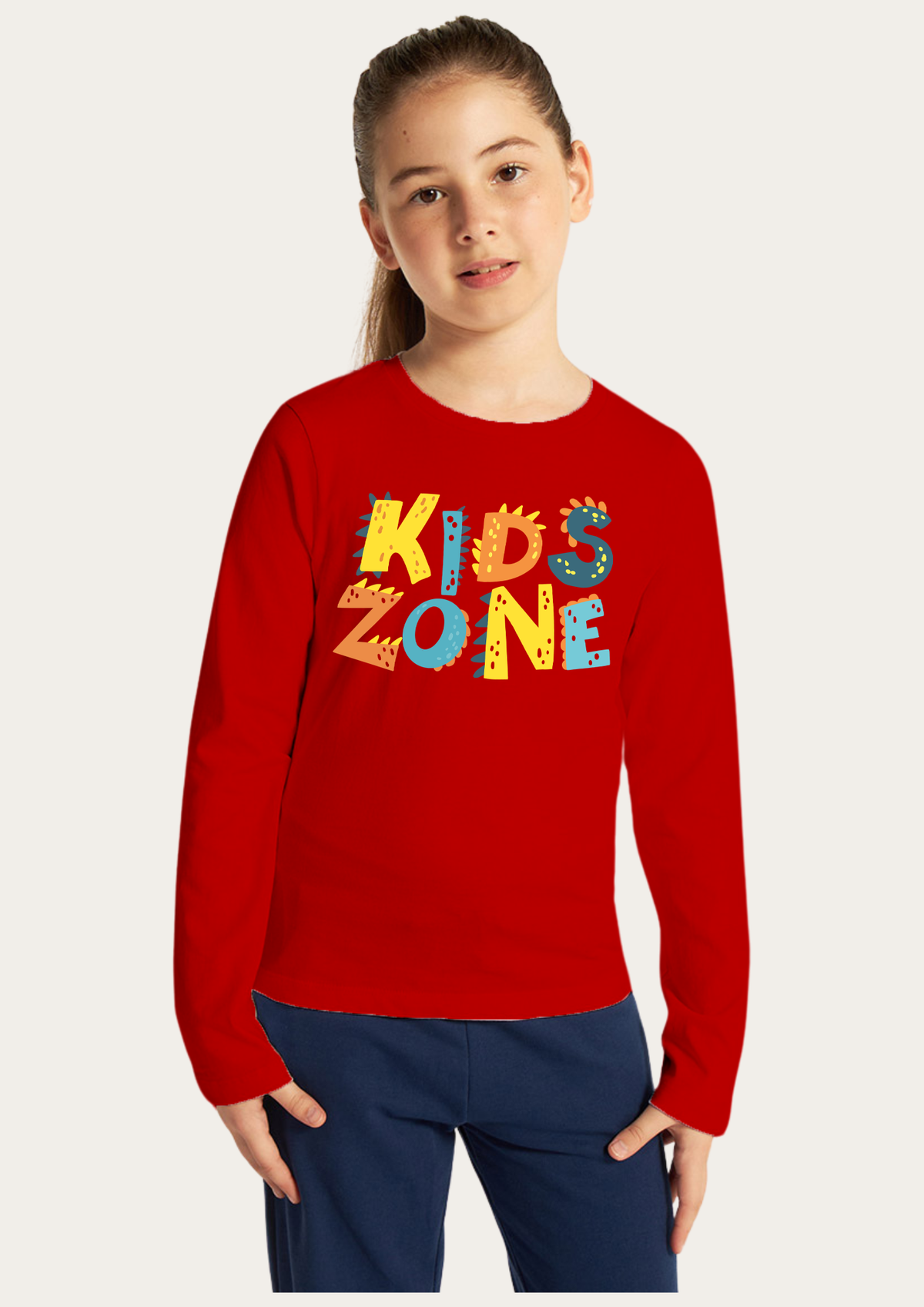 Kids Zone Printed Red Full Sleeves Kids T-shirt By Offmint