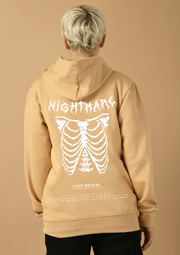 Nightmare Skeleton Printed Beige Hoodie By Offmint