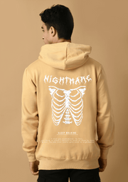 Nightmare Skeleton Printed Beige Hoodie By Offmint