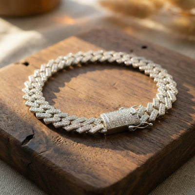 Men American Diamond Silver Pleated Bracelet By Offmint