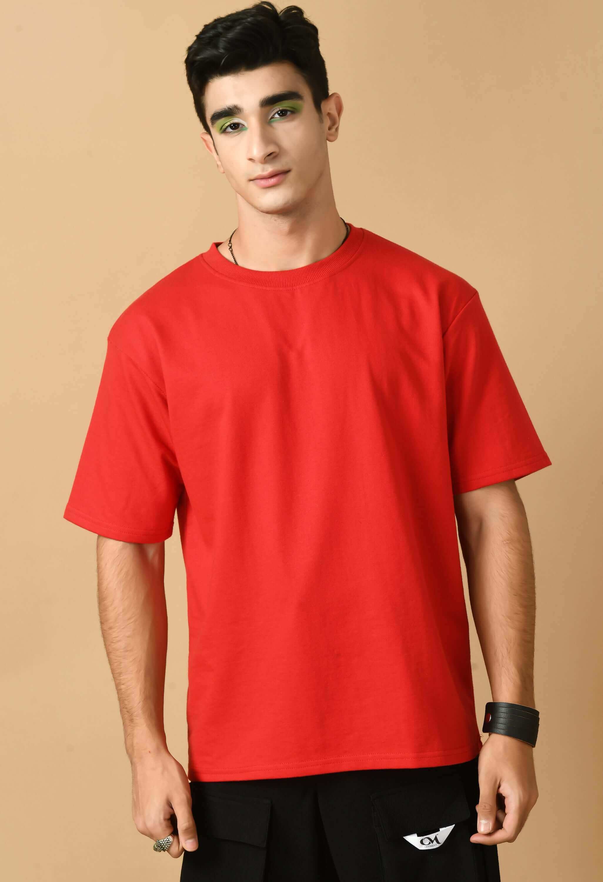 red oversized t-shirt by offmint
