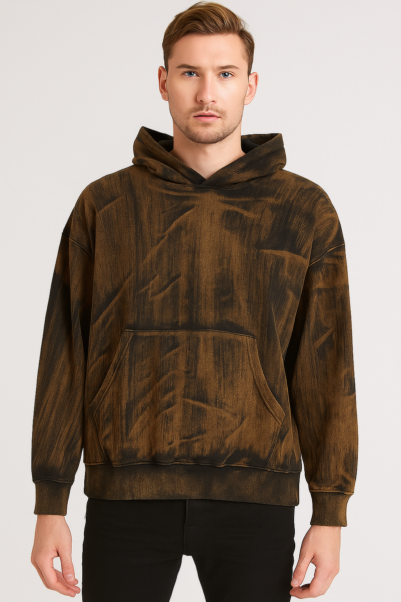 Acid wash brown unisex hoodies