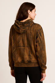 Brown acid wash unisex hoodies