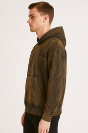 Acid wash brown unisex hoodies