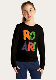 Roar Printed Black Full Sleeves Kids T-shirt By Offmint