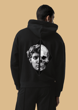 Skull Printed Black Hoodie By Offmint