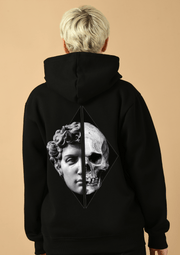 skull printed black hoodie by offmint