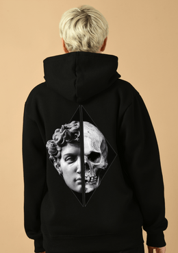 skull printed black hoodie by offmint