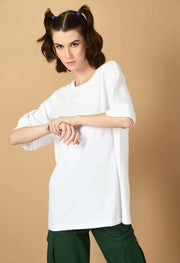 white color plain oversized t-shirt by offmint