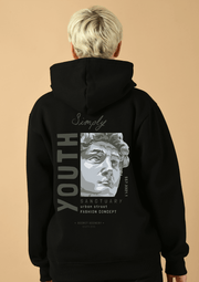 Youth Printed Black Hoodie By Offmint
