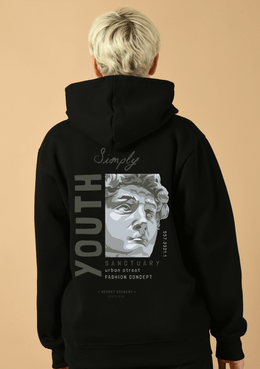 Youth Printed Black Hoodie By Offmint