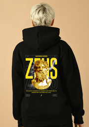 Zeus Printed Black Hoodie By Offmint
